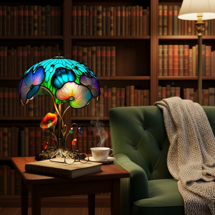 Florale Pilzlampe im Boho-Stil
