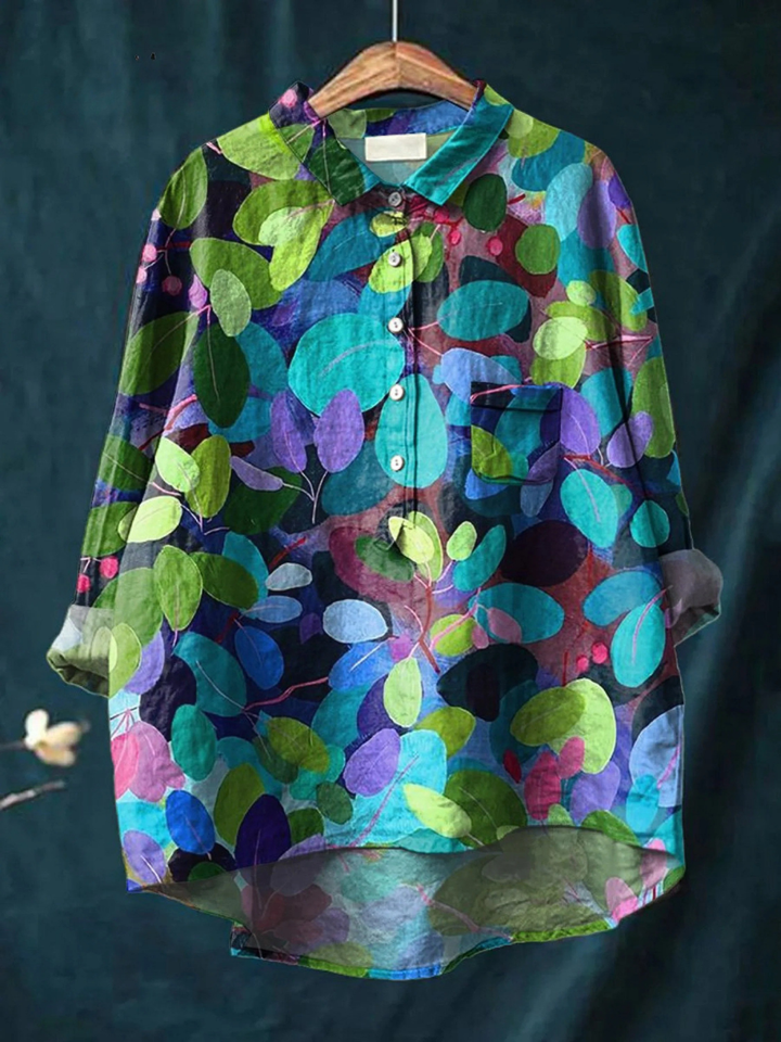 Emilia-Lotte | Legere Damenbluse mit Waldkunst-Print
