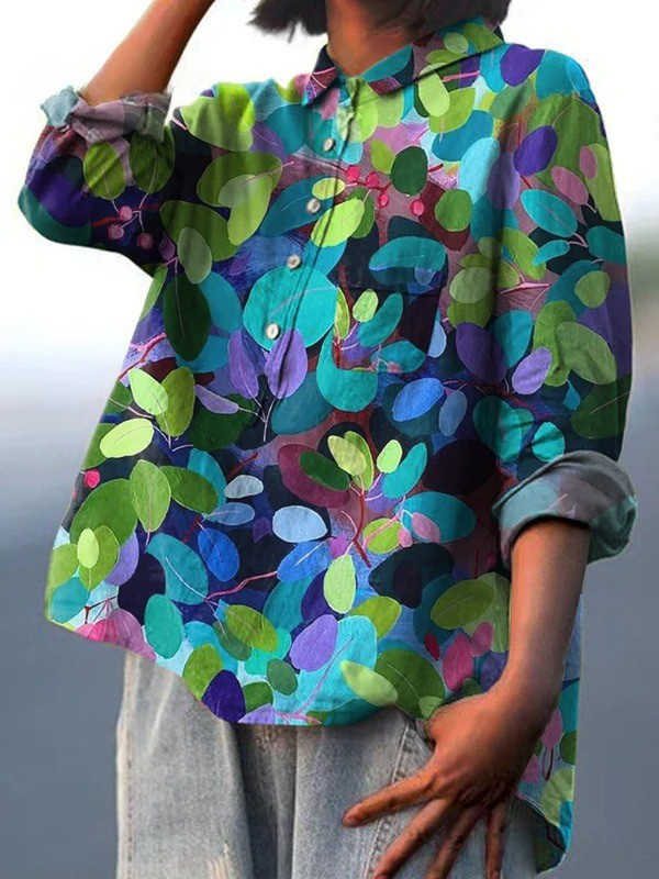 Emilia-Lotte | Legere Damenbluse mit Waldkunst-Print