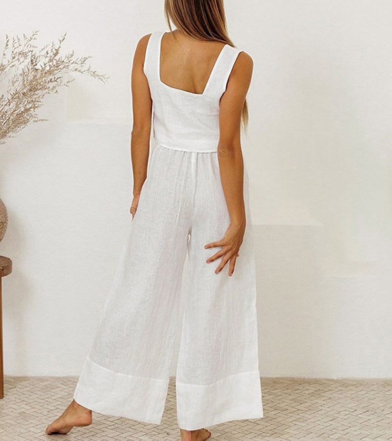 Luisa-Helene | Set aus minimalistischem Top und ausgestellter Hose
