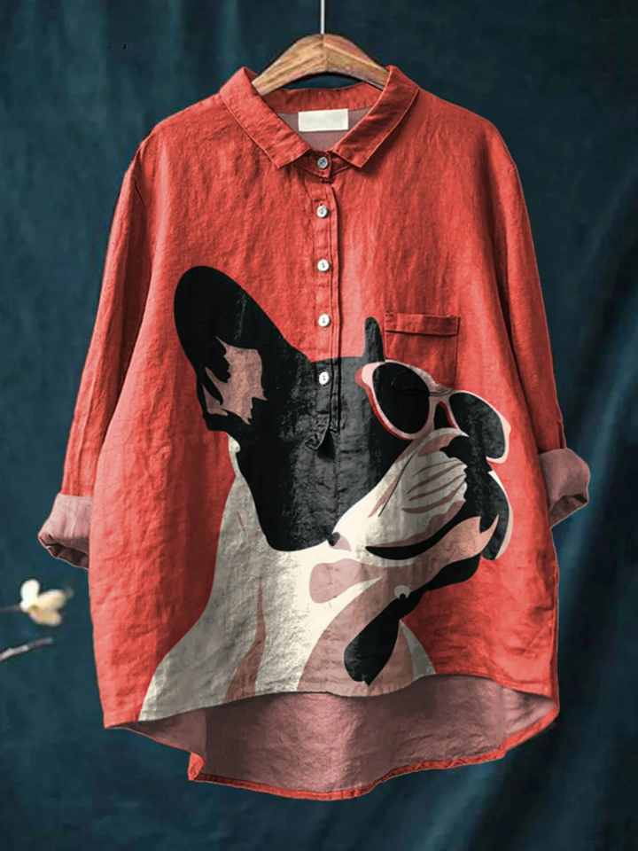 Lena-Paula | Legeres T-Shirt mit dekorativem Französische-Bulldogge-Motiv