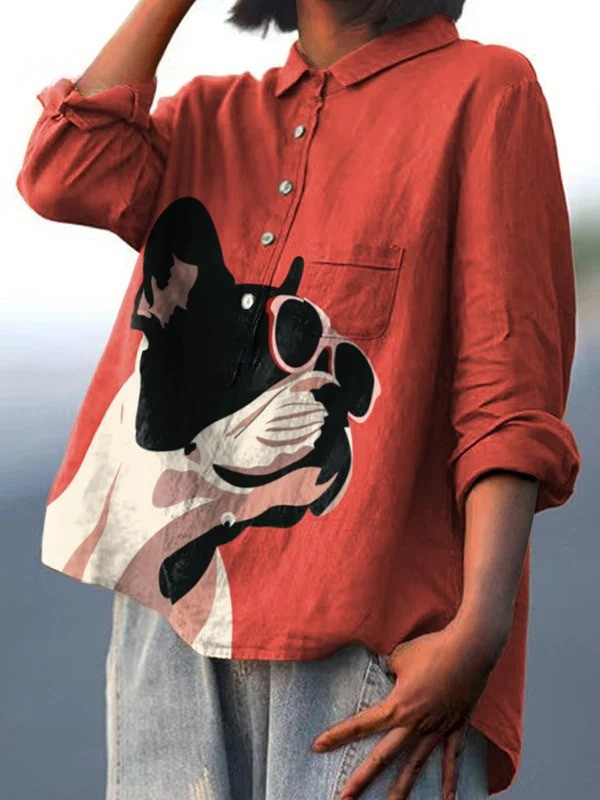 Lena-Paula | Legeres T-Shirt mit dekorativem Französische-Bulldogge-Motiv