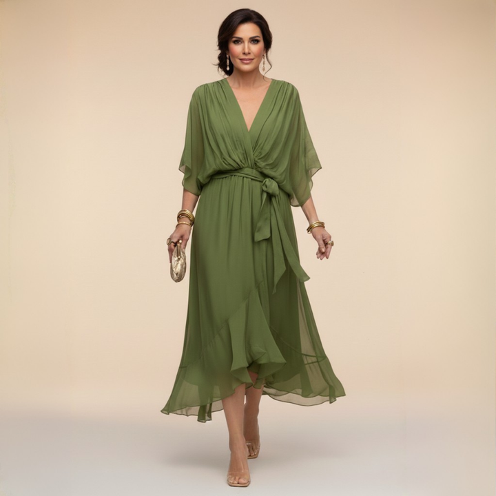 Regina | Kleid aus chiffon mit scollo mit V