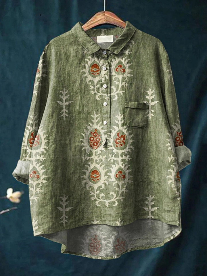 Lina-Rose | Legere Damenbluse mit ethnischem Vintage-Blumenprint