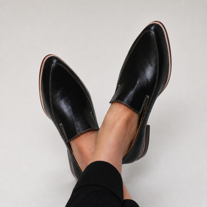 Lea-Hilde | Schwarzer Patchwork-Loafer