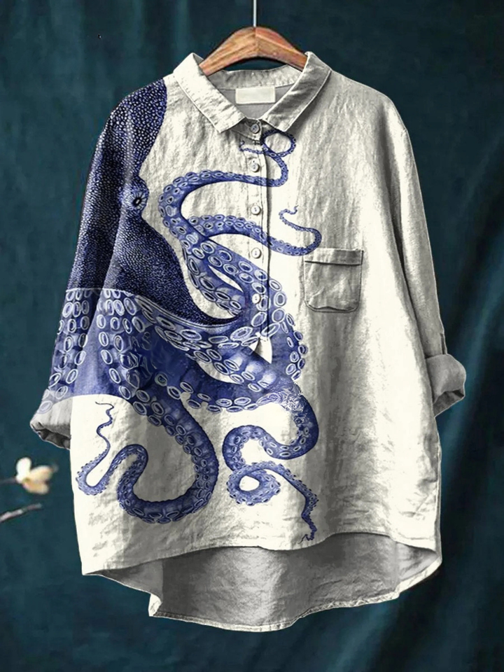 Lena-Lotte | Legeres T-Shirt mit Oktopus-Tentakelkunst