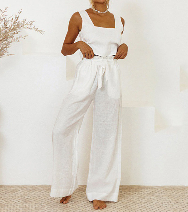 Luisa-Helene | Set aus minimalistischem Top und ausgestellter Hose