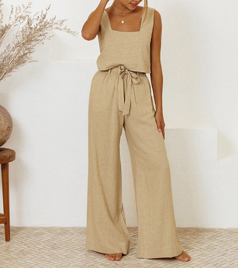 Luisa-Helene | Set aus minimalistischem Top und ausgestellter Hose