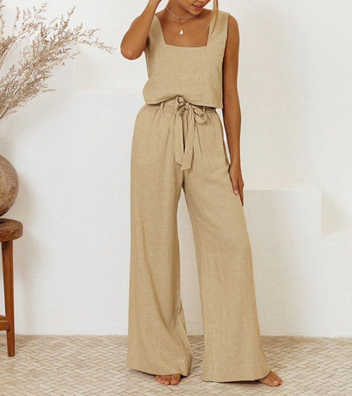 Luisa-Helene | Set aus minimalistischem Top und ausgestellter Hose