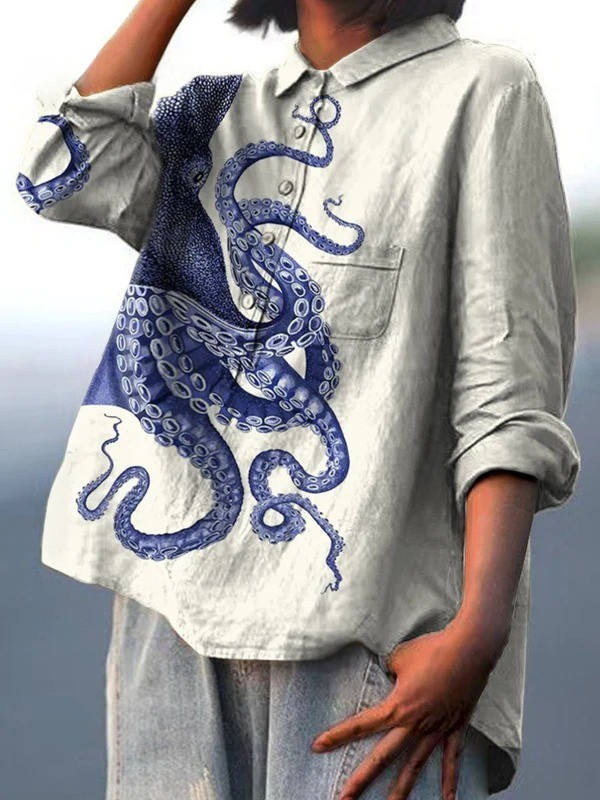 Lena-Lotte | Legeres T-Shirt mit Oktopus-Tentakelkunst