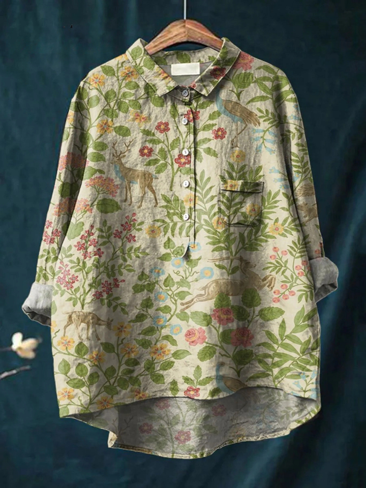 Clara-Lotte | Legeres T-Shirt mit Vintage-Blumen- und Tierprint