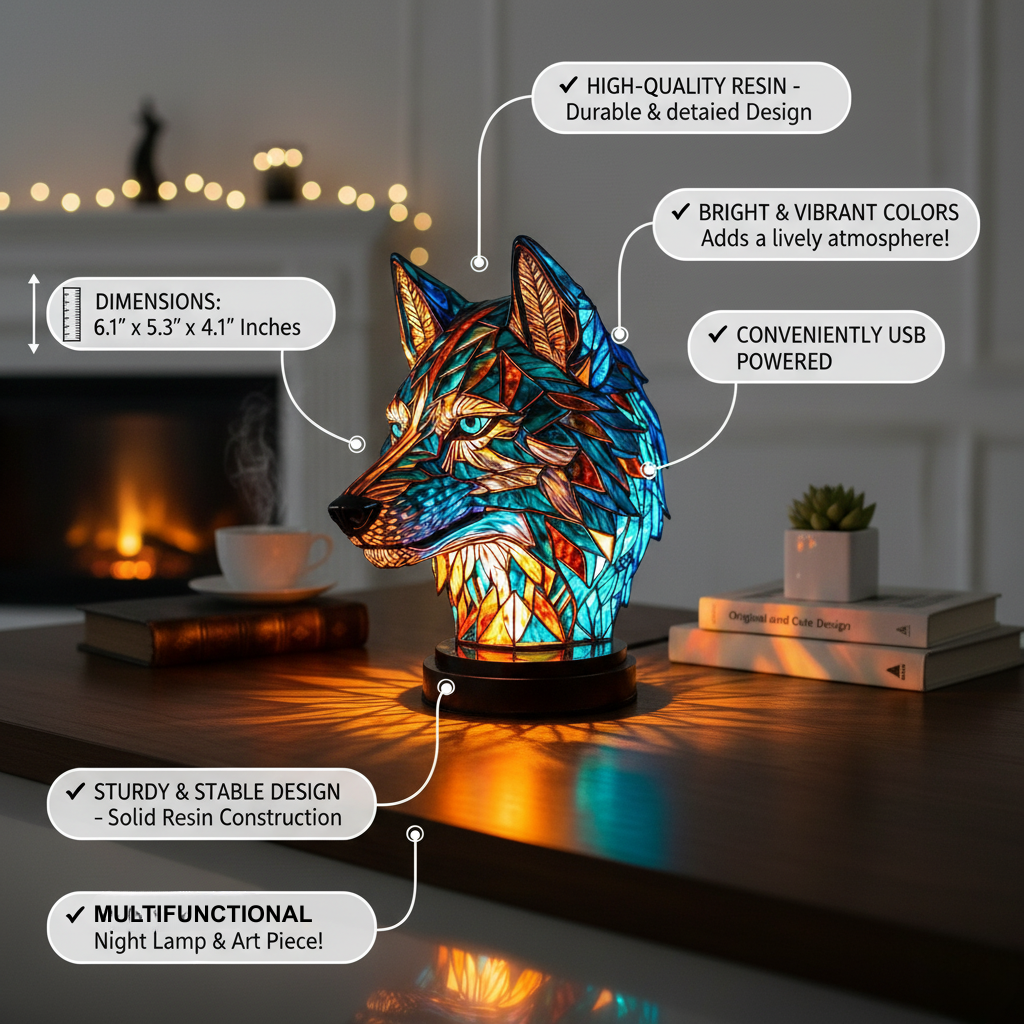 Wolf-förmige Bo Verzaubernde Lampe