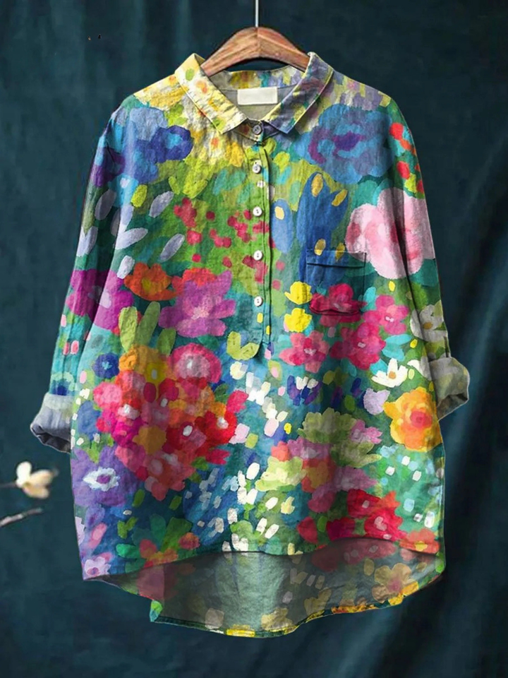 Mia-Rose | Legere Damenbluse im Vintage-Stil mit Blumenmuster