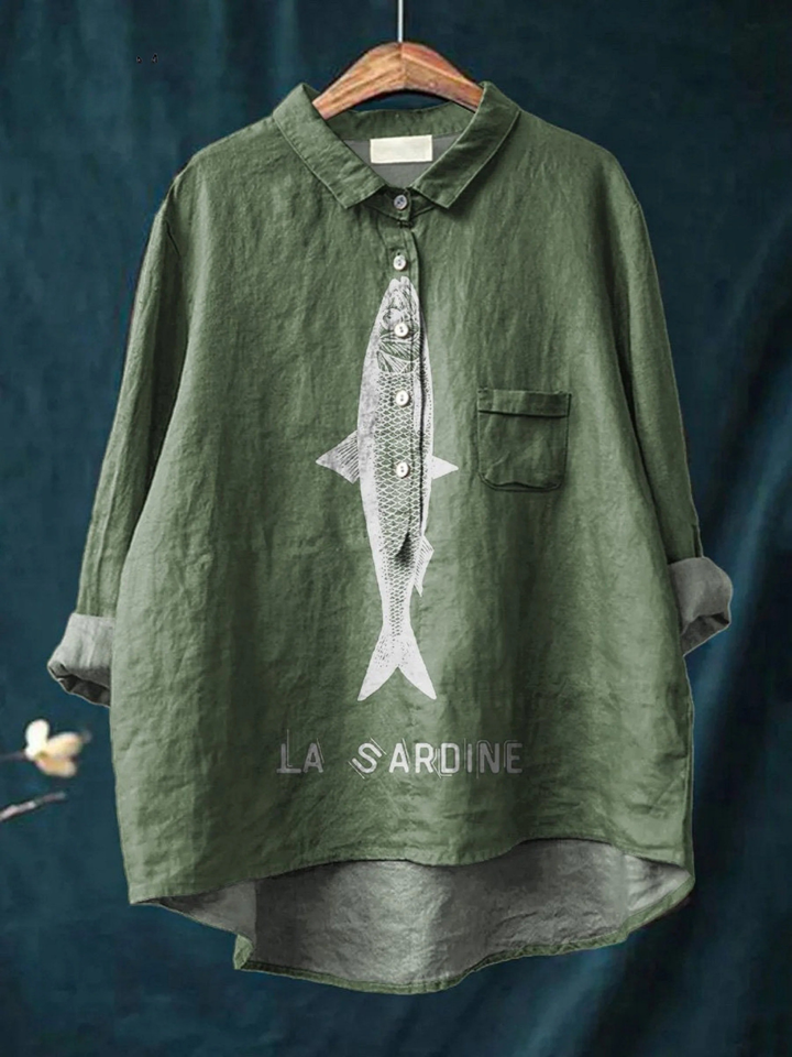 Clara-Rose | Legeres T-Shirt mit Sardinenprint