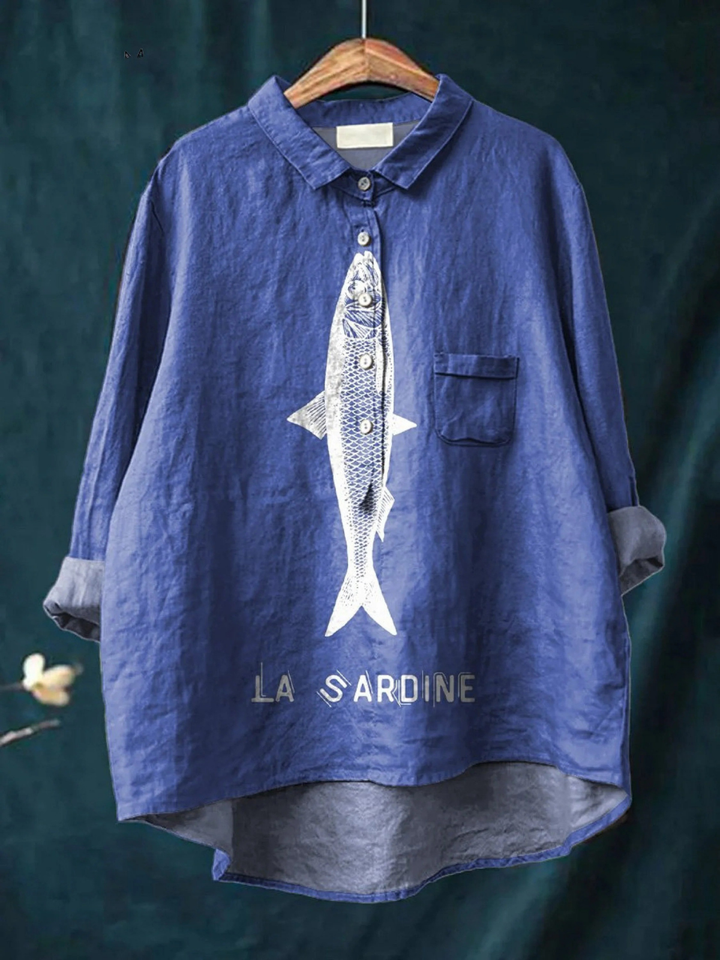 Clara-Rose | Legeres T-Shirt mit Sardinenprint