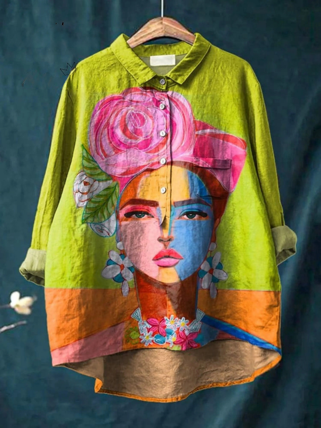 Ella-Martha | Legeres T-Shirt mit Frida-Porträt in Ölprint