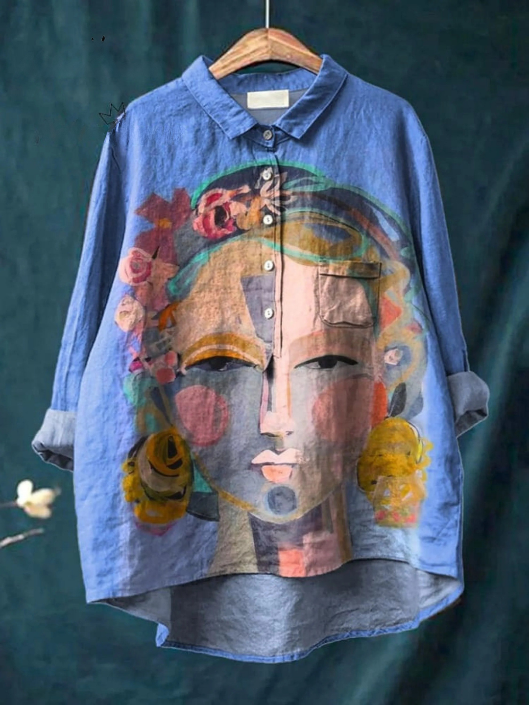 Ella-Martha | Legeres T-Shirt mit Frida-Porträt in Ölprint