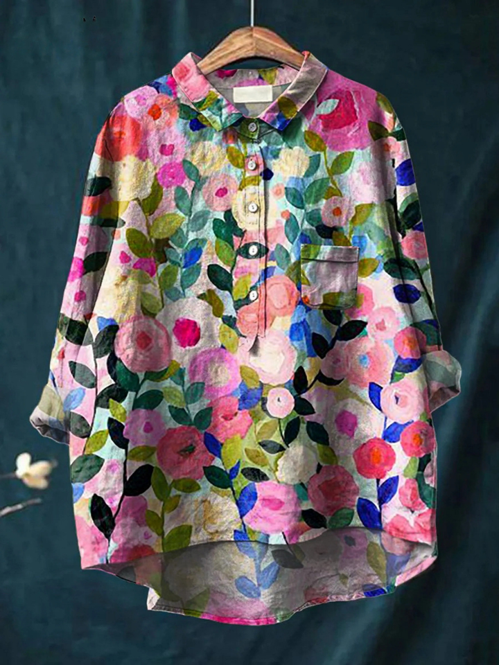 Marie-Rose | Legere Damenbluse mit farbenfrohem Frühlings-Blumenprint