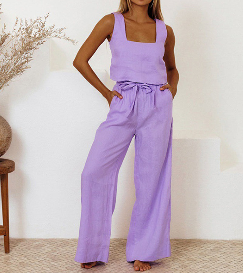 Luisa-Helene | Set aus minimalistischem Top und ausgestellter Hose