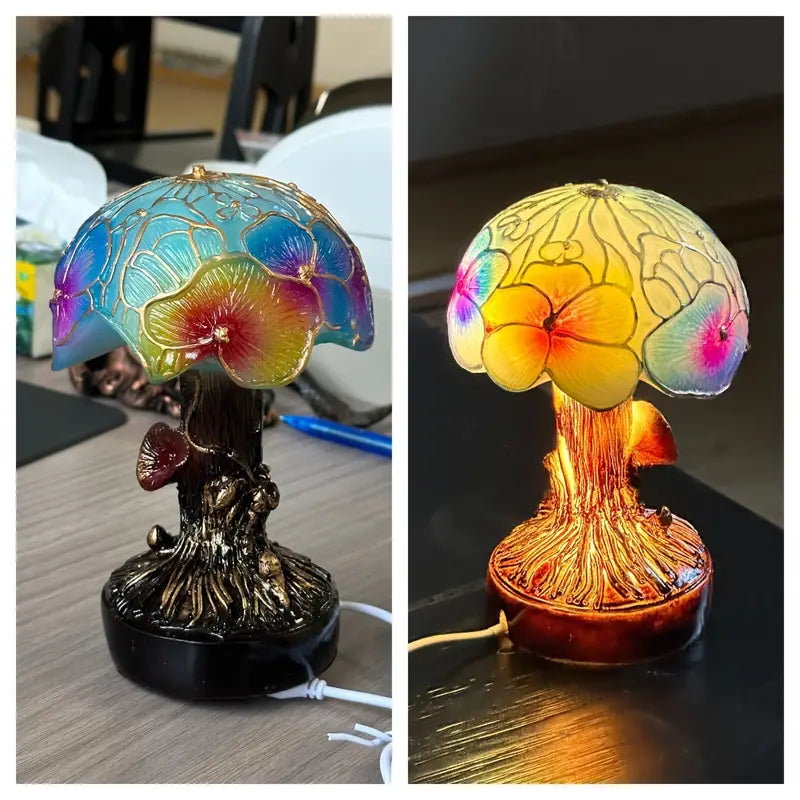 Florale Pilzlampe im Boho-Stil