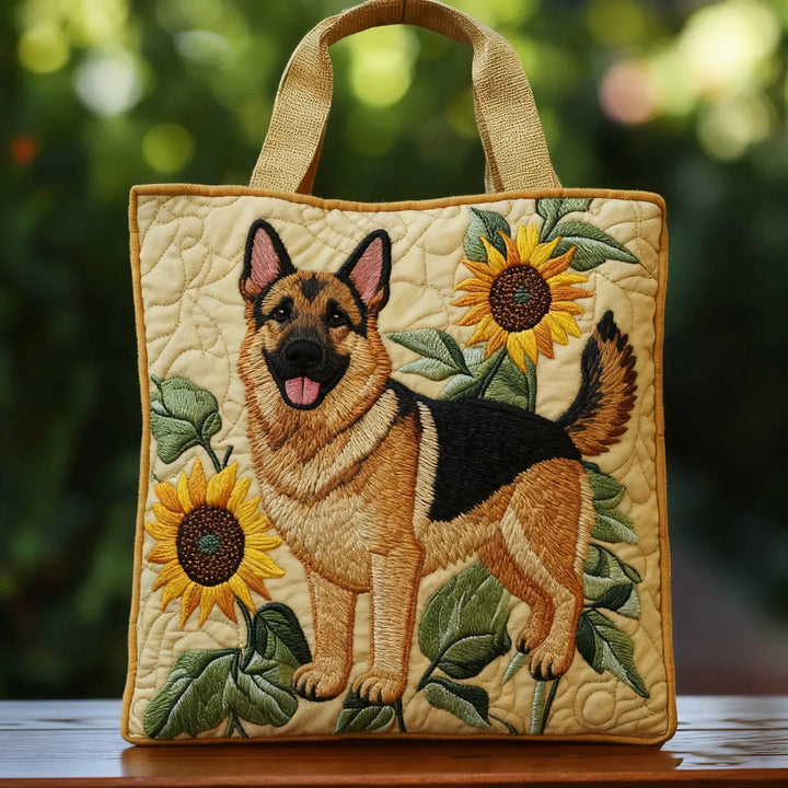 Motiv-Tasche - Deutscher Schäferhund mit Blumen