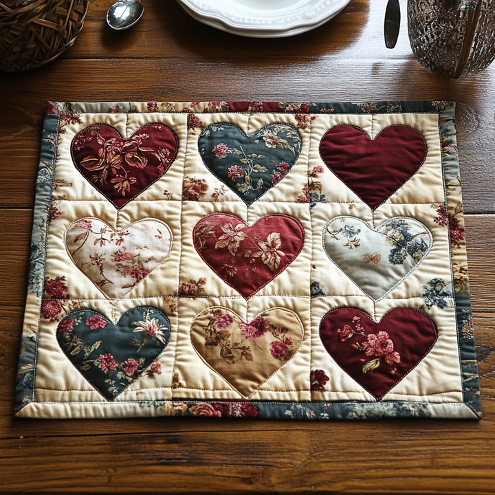 Gesteppte Tischsets – Herzliche Blumen