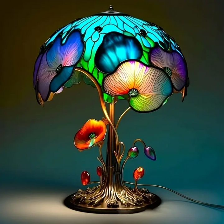 Florale Pilzlampe im Boho-Stil