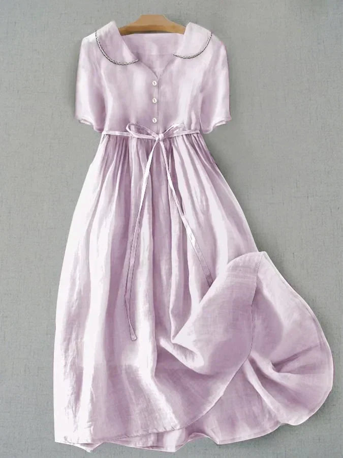Frieda | Elegantes Baumwoll-Leinen-Kleid mit Halbarm