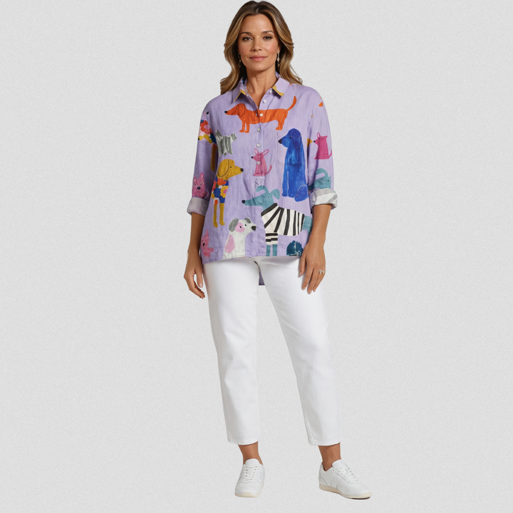 Lea-Rose | Legeres T-Shirt mit Hundeprint