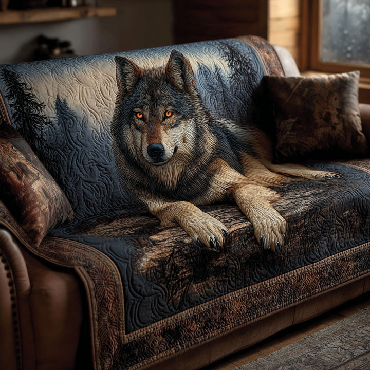Gesteppter Sofabezug – mit Wolf