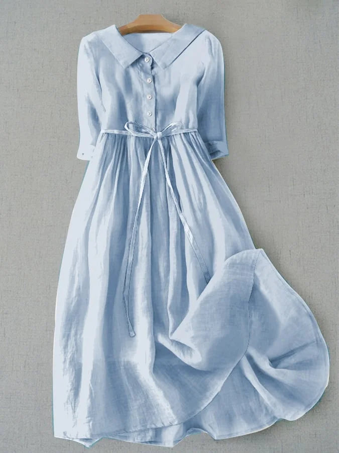 Greta | Elegantes Kleid mit 3/4-Ärmeln und Taillenband