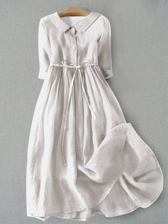 Greta | Elegantes Kleid mit 3/4-Ärmeln und Taillenband