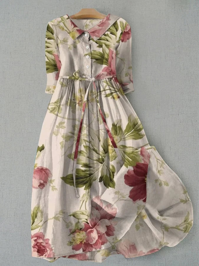 Emilia | Geblümtes Kleid mit Schnürung und Vintage-Taille