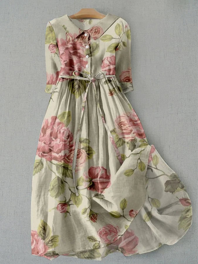 Klara | Vintage-Kleid mit Schnürung und Blumenmuster