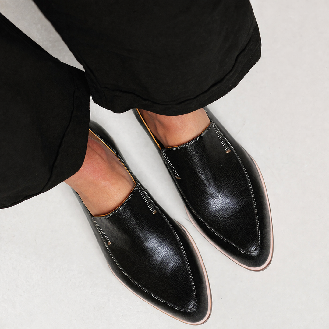 Lea-Hilde | Schwarzer Patchwork-Loafer