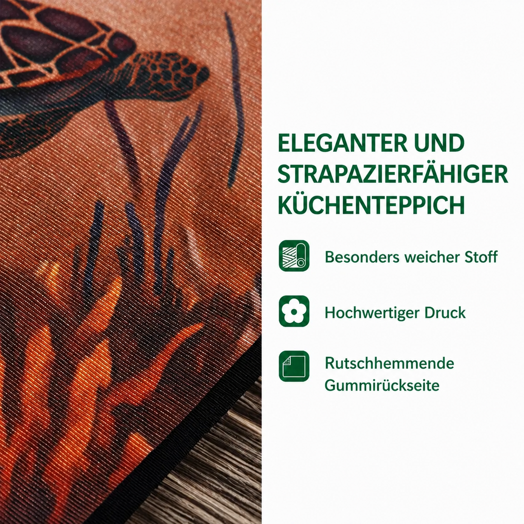 Rutschfester Küchenteppich – Kolibri und Blumen