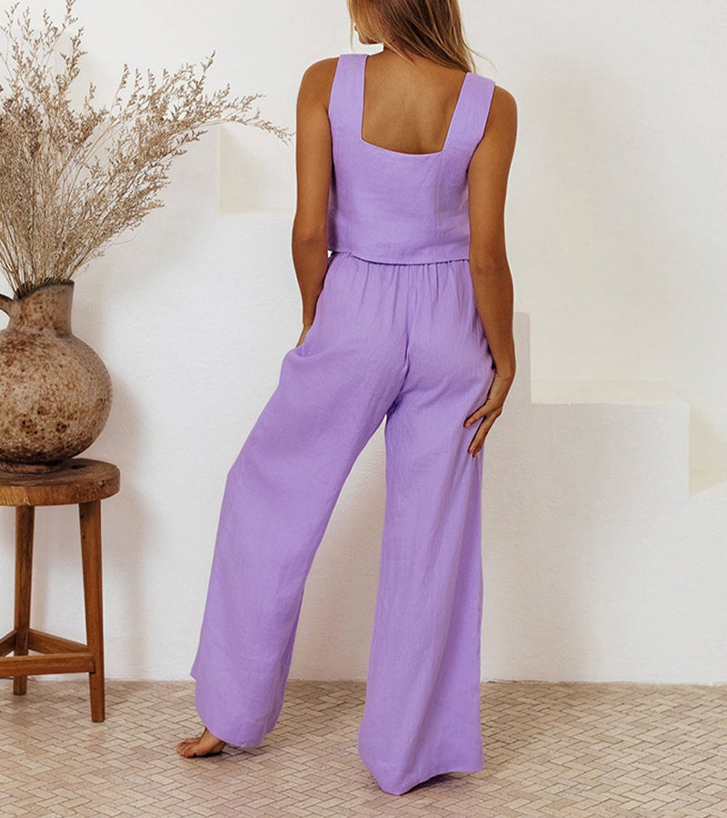 Luisa-Helene | Set aus minimalistischem Top und ausgestellter Hose