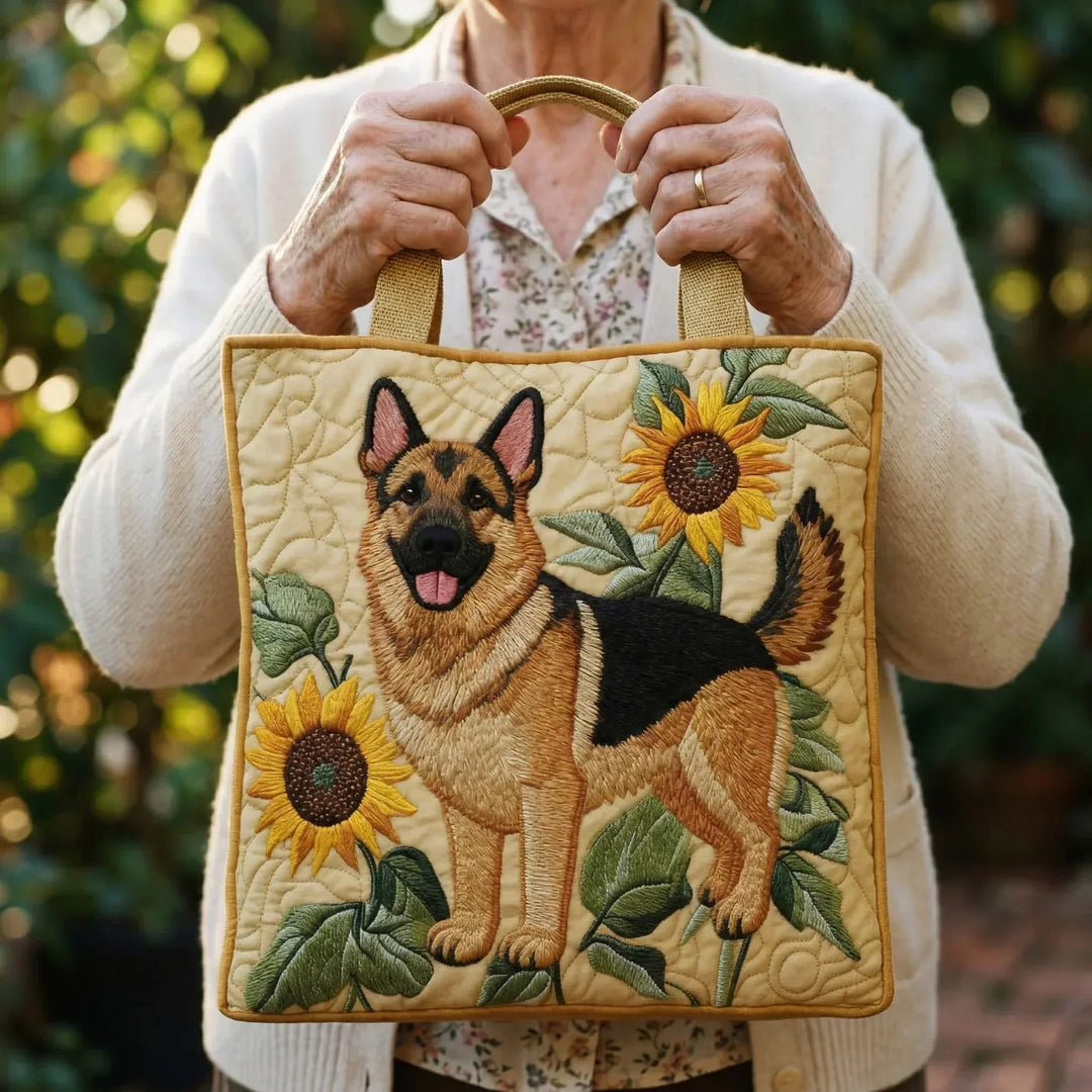 Motiv-Tasche - Deutscher Schäferhund mit Blumen